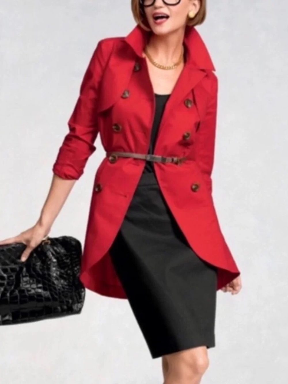 Cabi Red Convertible Double Breasted Trench Coat Size 0 Women’s